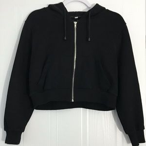 Black Cropped Zip-up Jacket